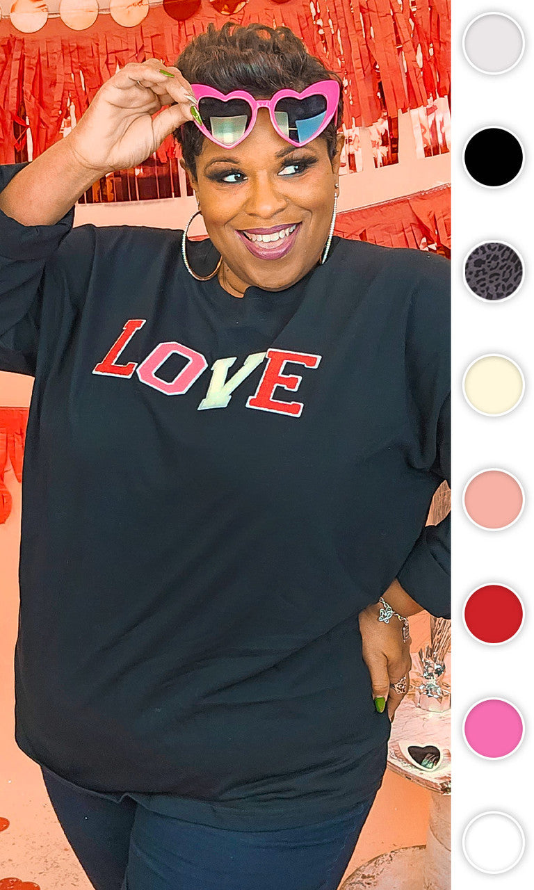 Soft Chenille Love Boyfriend Long Sleeve