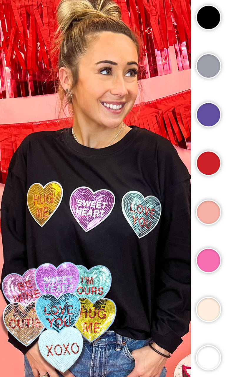 Sparkle Conversation Heart Boyfriend Long Sleeve