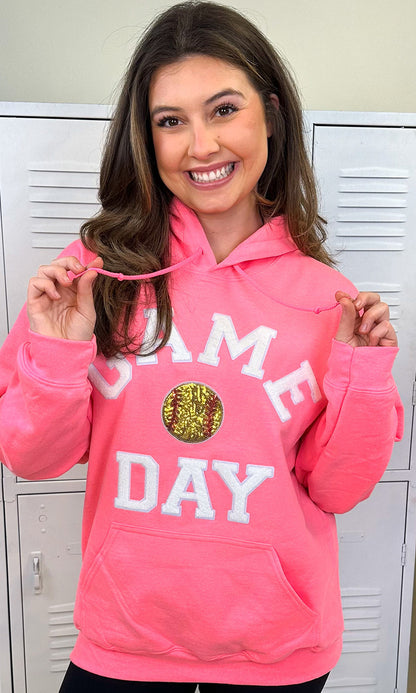 Game Day Sparkle Softball Adult Hoodie
