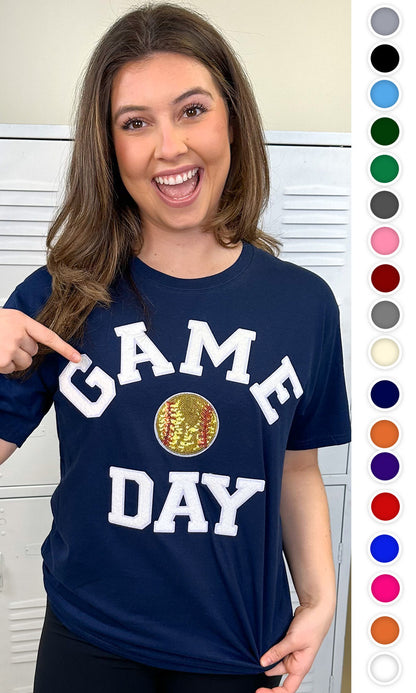 Game Day Sparkle Softball Adult T-Shirt