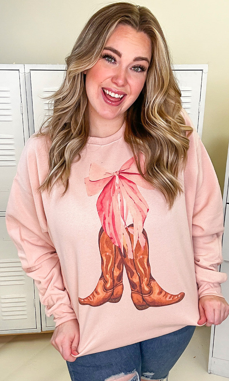 Cowgirl Bow Graphic Sweatshirt