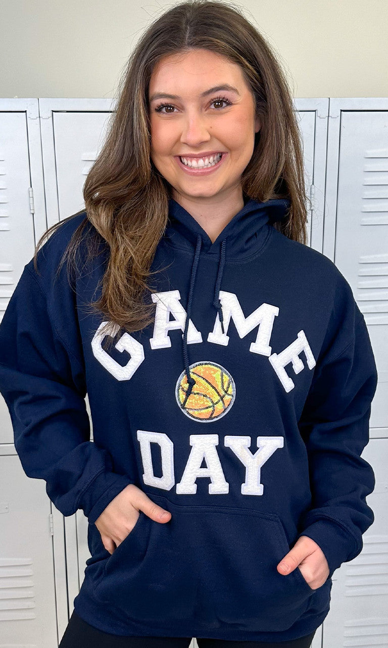 Game Day Sparkle Basketball Adult Hoodie