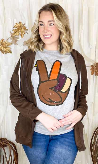 Peace Sign Turkey Thanksgiving T-Shirt