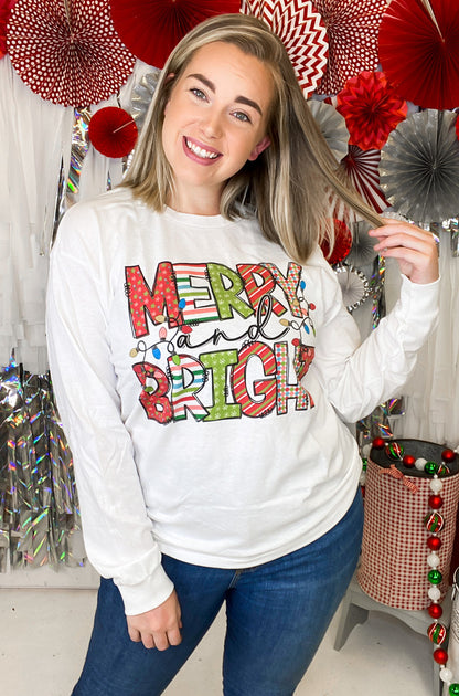 Multipattern Merry Christmas Long Sleeve Shirt
