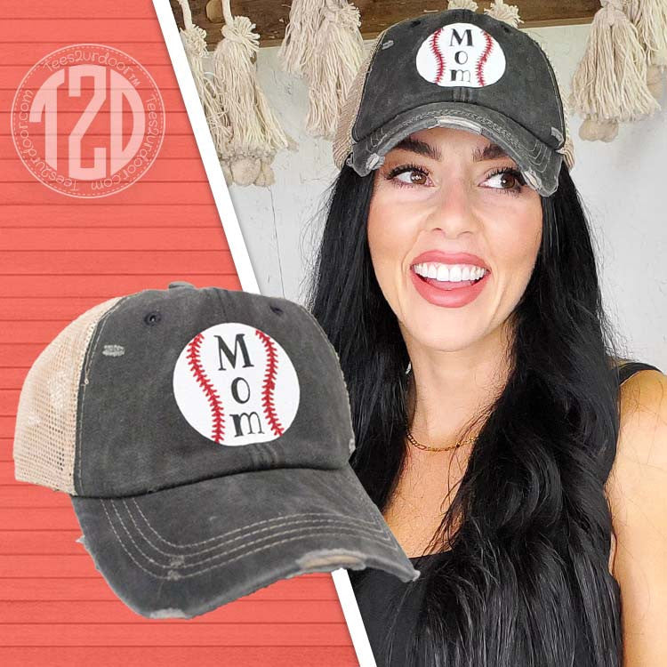 Vintage Glitter Sport Hat Mom Baseball