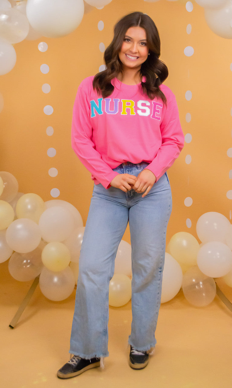 Soft Chenille Nurse Boyfriend Long Sleeve