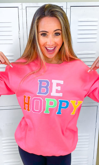 Soft Chenille Be Hoppy Easter Adult Sweatshirt