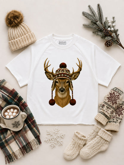 Deer Winter Hat Graphic Edgy Shirt