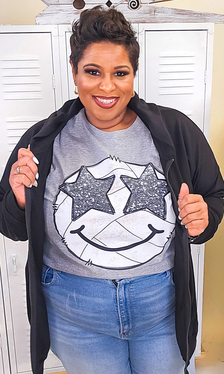 Volleyball Star Smiley Graphic T-Shirt