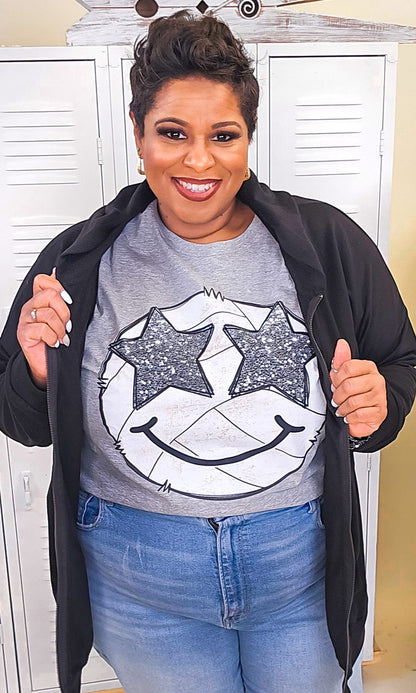 Volleyball Star Smiley Graphic T-Shirt