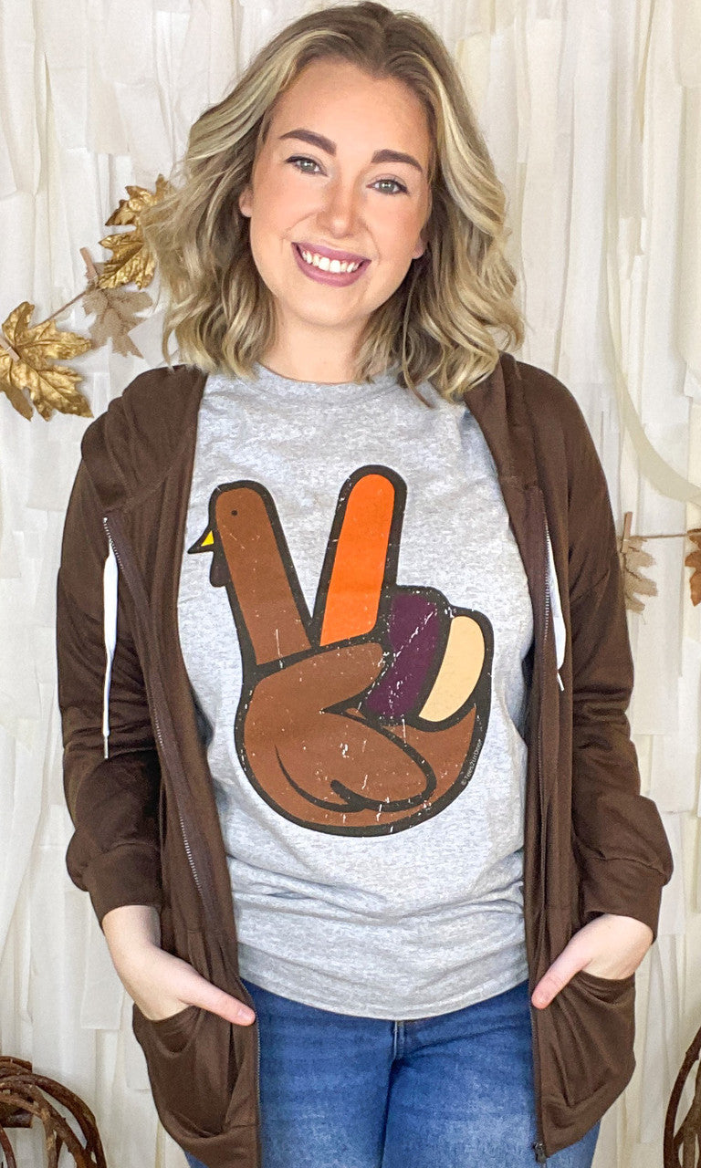 Peace Sign Turkey Thanksgiving T-Shirt