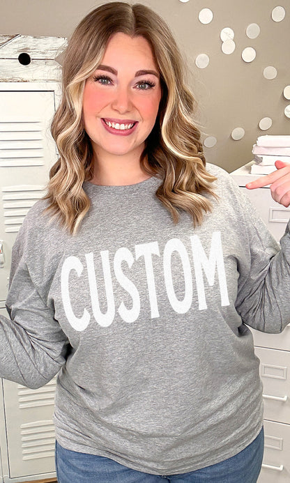Custom Flock Big Letter Adult Long Sleeve T-Shirt