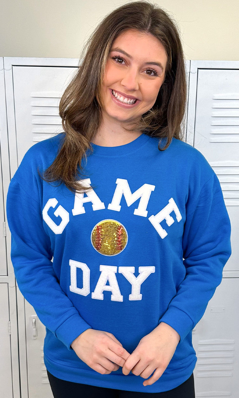 Game Day Sparkle Softball Adult Sweatshirt