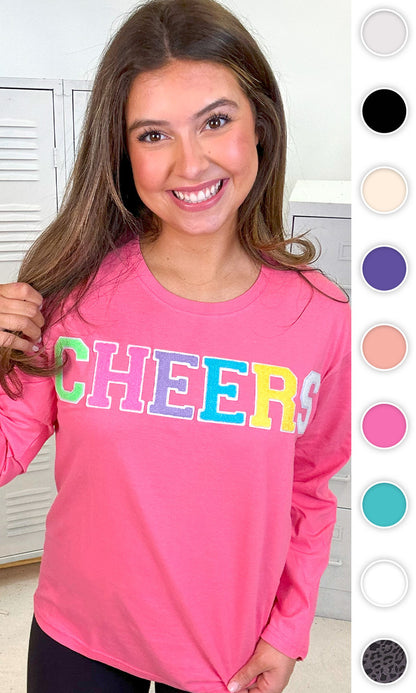 Soft Chenille Cheers Boyfriend Long Sleeve