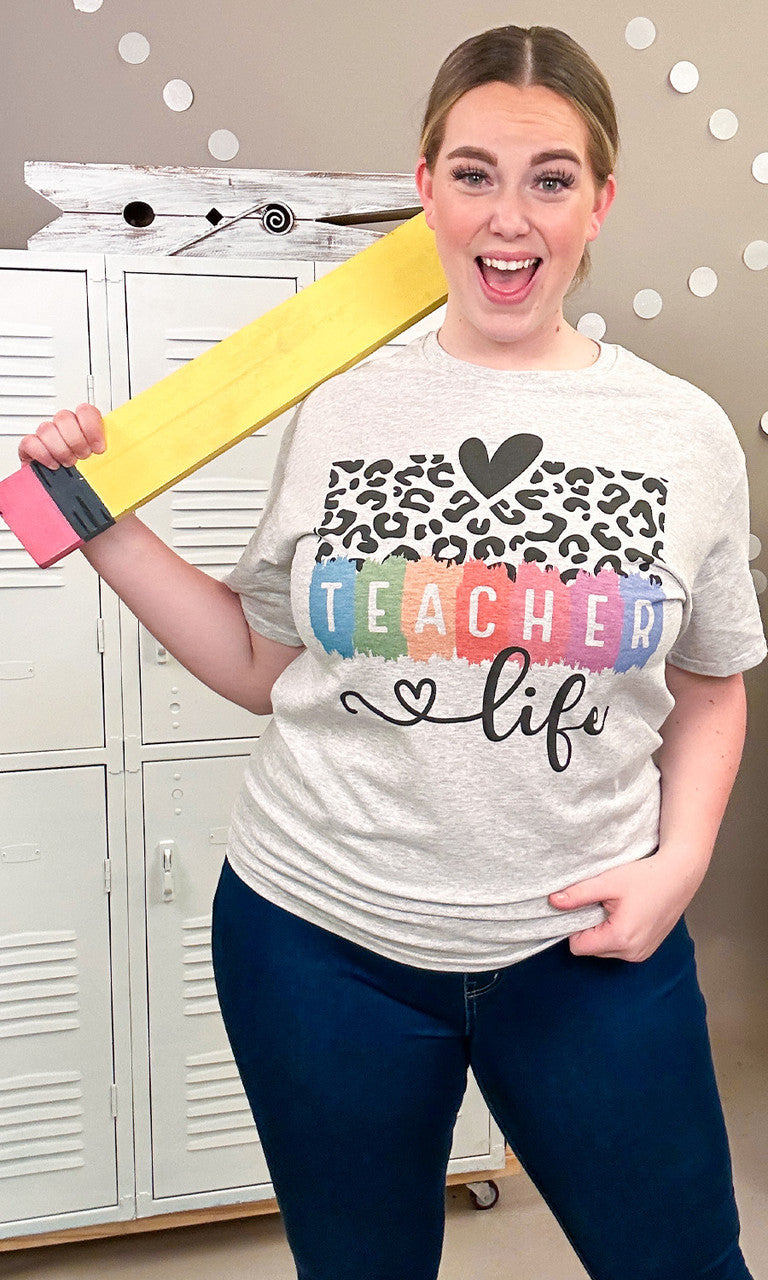 Cheetah Teacher Life Graphic T-Shirt