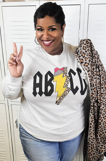 Teacher ABCD Pencil Lightning Bolt Sweatshirt