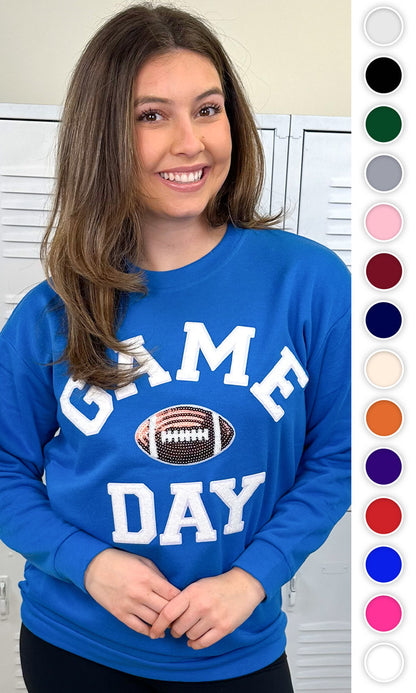 Game Day Sparkle Football Adult Sweatshirt