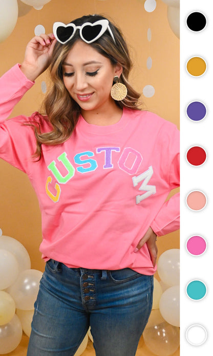 Soft Chenille Custom Boyfriend Long Sleeve