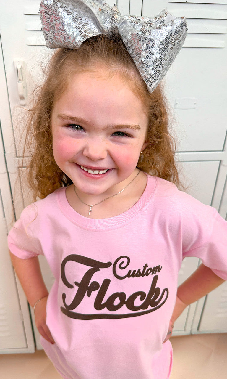 Custom Flock Script Letter Youth T-Shirt