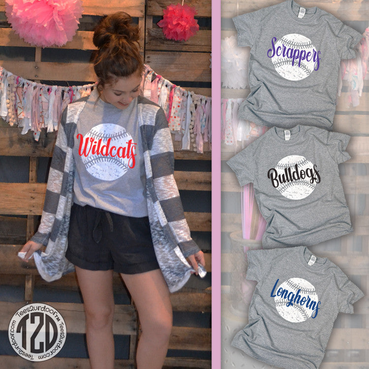 Distressed Baseball with Personalization T-Shirt