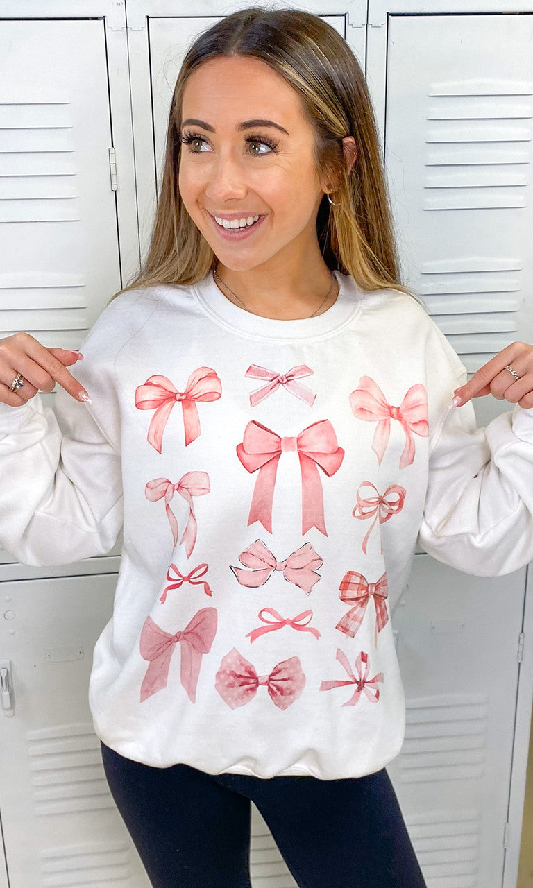 Mixed Bow Graphic Sweatshirt
