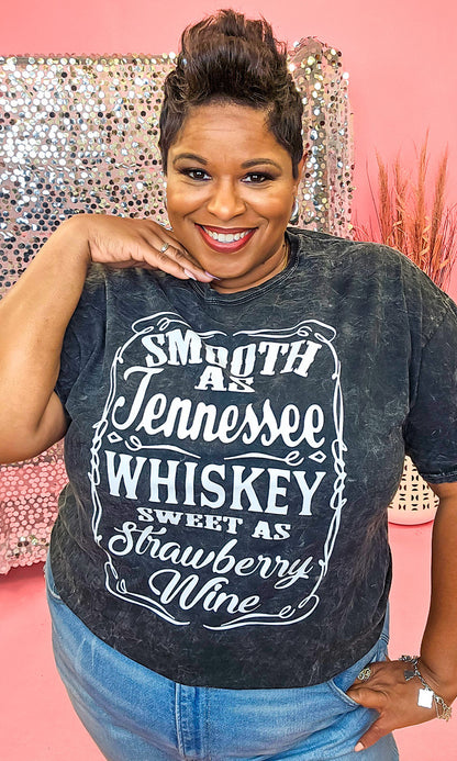 Smooth as Tennessee Whiskey Mineral Washed Black Graphic Shirt