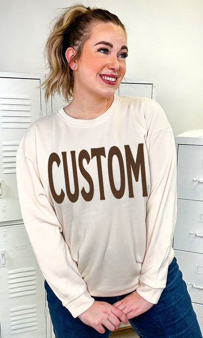 Custom Flock Big Letter Adult Sweatshirt