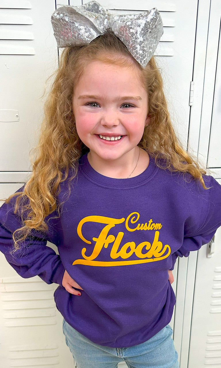 Custom Flock Script Youth Sweatshirt