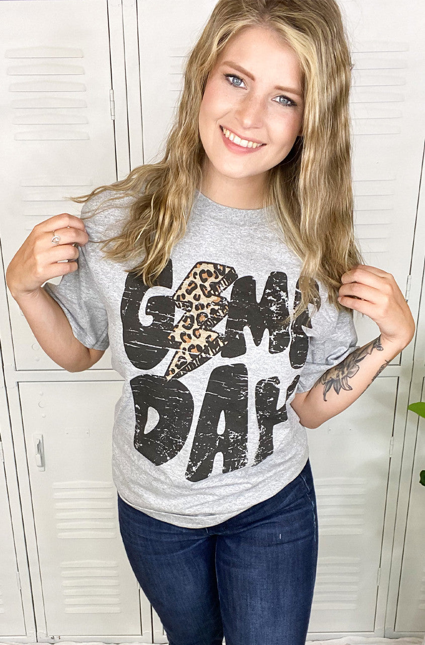 Game Day Leopard Lightning Bolt T-Shirt