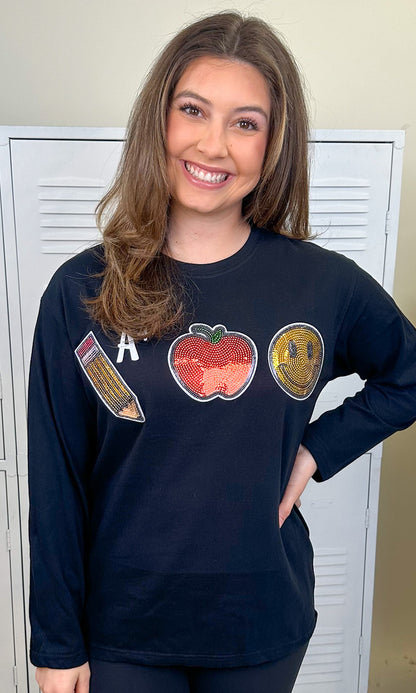 Teacher Sparkle Boyfriend Long Sleeve