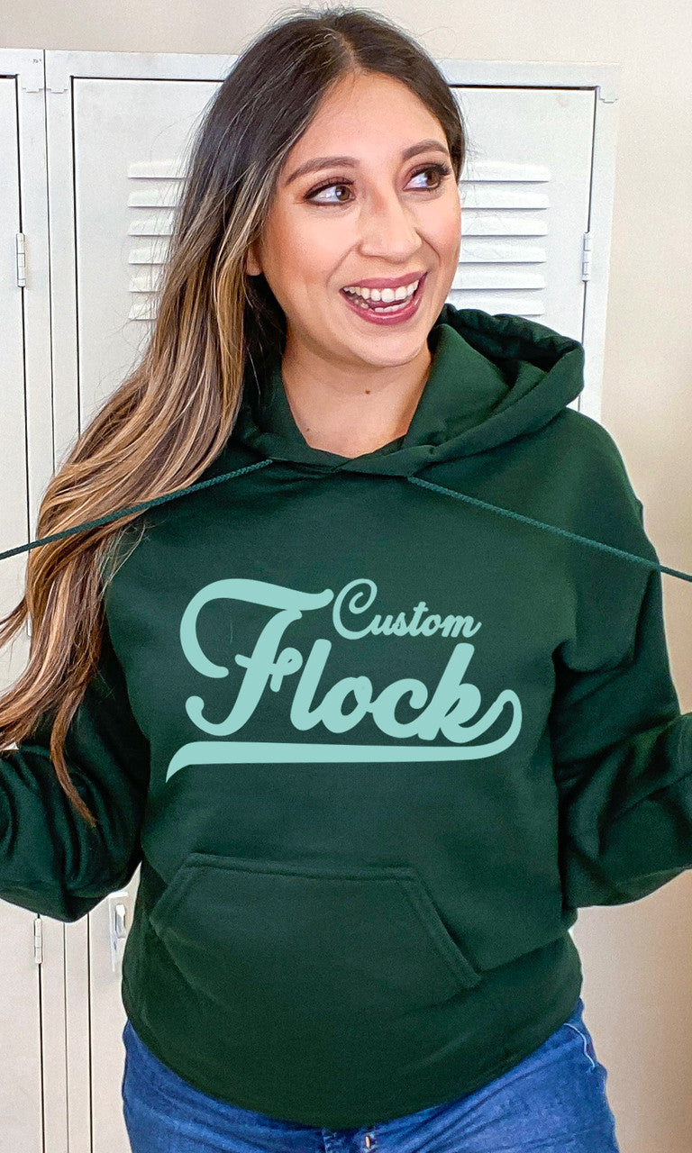 Custom Flock Script Adult Hoodie