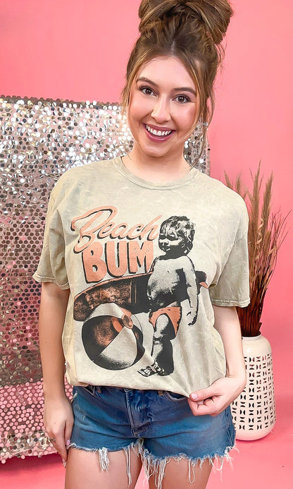 Beach Bum Baby Mineral Washed Taupe Graphic Shirt