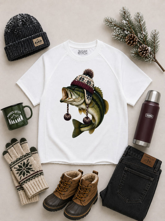 Fish Winter Hat Graphic Edgy Shirt