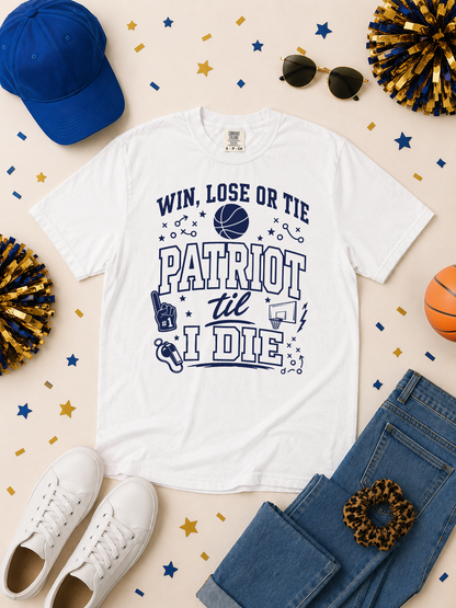 Win, Lose or Tie Game Day Football Graphic Comfort Color Boxy T-Shirt
